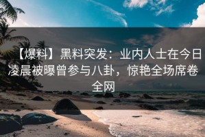 【爆料】黑料突发：业内人士在今日凌晨被曝曾参与八卦，惊艳全场席卷全网