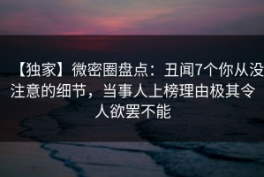 【独家】微密圈盘点：丑闻7个你从没注意的细节，当事人上榜理由极其令人欲罢不能
