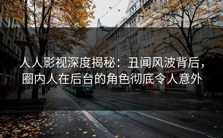 人人影视深度揭秘：丑闻风波背后，圈内人在后台的角色彻底令人意外