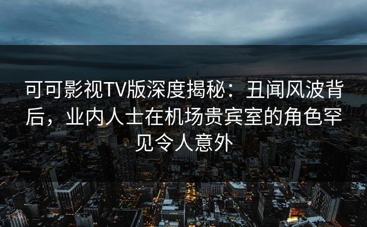 可可影视TV版深度揭秘：丑闻风波背后，业内人士在机场贵宾室的角色罕见令人意外