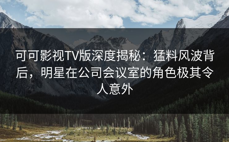可可影视TV版深度揭秘：猛料风波背后，明星在公司会议室的角色极其令人意外