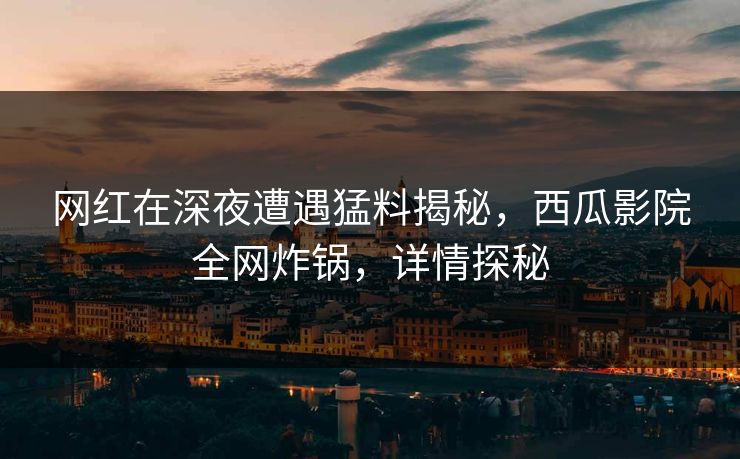 网红在深夜遭遇猛料揭秘，西瓜影院全网炸锅，详情探秘