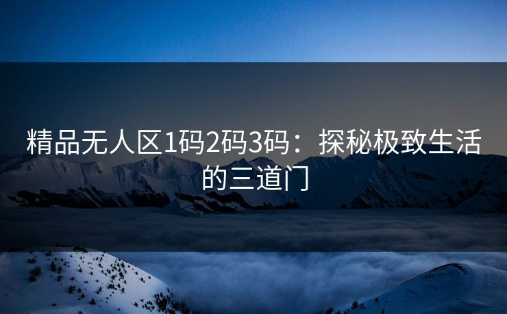精品无人区1码2码3码：探秘极致生活的三道门