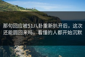 那句回应被51八卦重新扒开后，这次还能圆回来吗，看懂的人都开始沉默